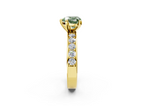 Yellow gold Fancy Green Heart  Cut Channel Set Diamond Engagement Ring with Four-Prong Setting_2