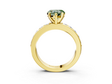 Yellow gold Fancy Green Heart  Cut Channel Set Diamond Engagement Ring with Four-Prong Setting_3