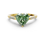 Yellow gold Fancy Green Heart  Cut Channel Set Solitaire Engagement Ring with Four-Prong Setting