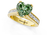 Yellow gold Fancy Green Heart  Cut Channel Set Solitaire Engagement Ring with Prong Setting_1
