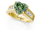 Yellow gold Fancy Green Heart Cut Cut Channel Set Solitaire Ring with Four-Prong Setting_1