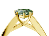 Yellow gold Fancy Green Heart Cut Cut Channel Set Solitaire Ring with Four-Prong Setting_4