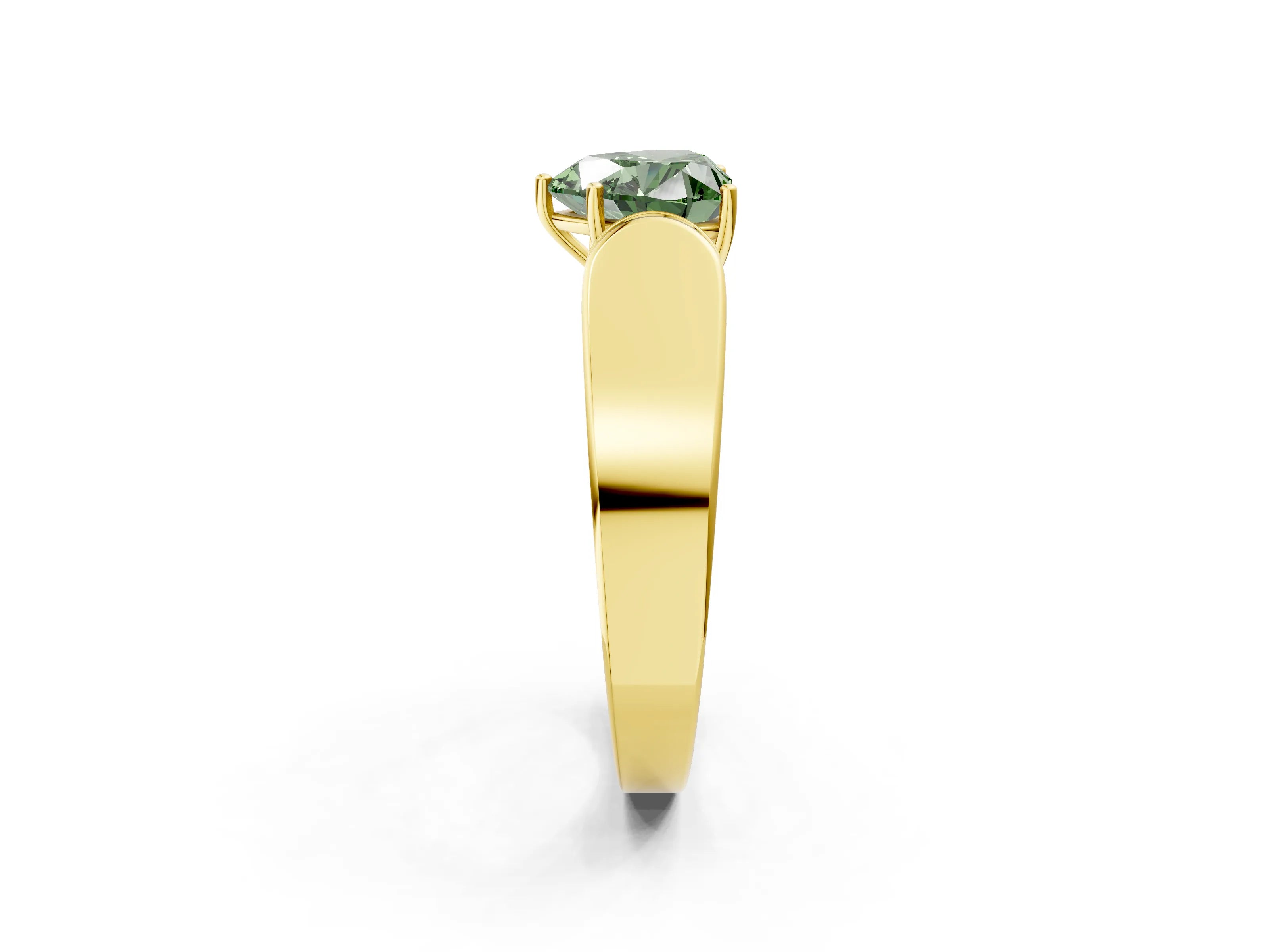 Yellow gold Fancy Green Heart Cut Cut Diamond Channel Set Solitaire Ring with Four-Prong Setting_2