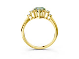 Yellow gold Fancy Green Heart Cut Cut Diamond Cluster Ring with Solitaire Band and Four-Prong Setting_3