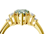 Yellow gold Fancy Green Heart Cut Cut Diamond Cluster Ring with Solitaire Band and Four-Prong Setting_4