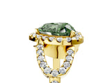 Yellow gold Fancy Green Heart Cut Cut Diamond Halo Engagement Ring with Open Split Pavé Band_5