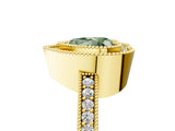 Yellow gold Fancy Green Heart Cut-Cut Diamond Halo Engagement Ring with Pave Band and Prong Setting_5