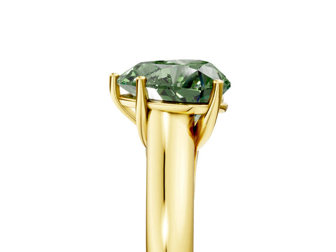 Yellow gold Fancy Green Heart Cut Cut Diamond Solitaire Engagement Ring with Tapered Plain Band and Four-Prong Setting_5