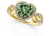 Yellow gold Fancy Green Heart Cut Cut Halo Diamond Infinity Band with Four-Prong Setting_1