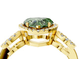 Yellow gold Fancy Green Heart Cut Cut Halo Diamond Infinity Band with Four-Prong Setting_4
