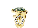 Yellow gold Fancy Green Heart Cut Cut Halo Diamond Infinity Band with Four-Prong Setting_5