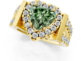 Yellow gold Fancy Green Heart Cut Cut Halo Split Shank Prong Set Ring_1