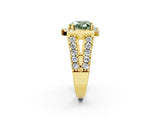 Yellow gold Fancy Green Heart Cut Cut Halo Split Shank Prong Set Ring_2