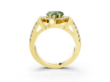 Yellow gold Fancy Green Heart Cut Cut Halo Split Shank Prong Set Ring_3