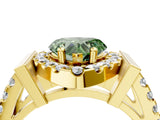 Yellow gold Fancy Green Heart Cut Cut Halo Split Shank Prong Set Ring_4