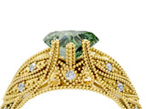 Yellow gold Fancy Green Heart Cut Cut Milgrain Pave Diamond Engagement Ring with Four-Prong Setting_7