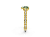 Yellow gold Fancy Green Heart Cut Cut Pave Band Milgrain Solitaire Ring_26