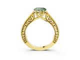 Yellow gold Fancy Green Heart Cut Cut Pave Band Milgrain Solitaire Ring_27