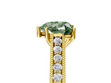 Yellow gold Fancy Green Heart Cut Cut Pave Band Milgrain Solitaire Ring_29