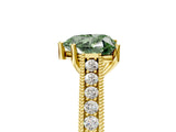Yellow gold Fancy Green Heart Cut Cut Pave Band Milgrain Solitaire Ring_5