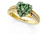 Yellow gold Fancy Green Heart Cut Cut Pave Split Shank Engagement Ring with Four-Prong Setting_1
