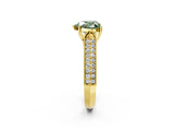 Yellow gold Fancy Green Heart Cut Cut Pave Split Shank Engagement Ring with Four-Prong Setting_2