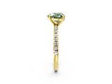 Yellow gold Fancy Green Heart Cut Diamond Brilliant Solitaire Ring with Pavé Band and Four-Prong Setting_14