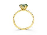 Yellow gold Fancy Green Heart Cut Diamond Brilliant Solitaire Ring with Pavé Band and Four-Prong Setting_15