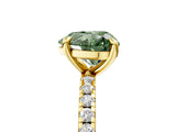 Yellow gold Fancy Green Heart Cut Diamond Brilliant Solitaire Ring with Pavé Band and Four-Prong Setting_17