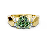 Yellow gold Fancy Green Heart Cut Diamond Channel Set Solitaire Ring with Four-Prong Setting_12