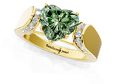 Yellow gold Fancy Green Heart Cut Diamond Channel Set Solitaire Ring with Four-Prong Setting_13
