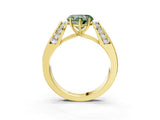 Yellow gold Fancy Green Heart Cut Diamond Channel Set Solitaire Ring with Four-Prong Setting_15