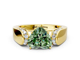 Yellow gold Fancy Green Heart Cut Diamond Channel Set Solitaire Ring with Four-Prong Setting_24