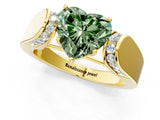 Yellow gold Fancy Green Heart Cut Diamond Channel Set Solitaire Ring with Four-Prong Setting_25