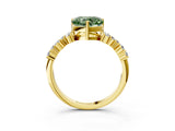Yellow gold Fancy Green Heart Cut Diamond Cluster Pavé Band with Four-Prong Setting_15
