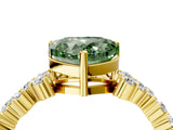 Yellow gold Fancy Green Heart Cut Diamond Cluster Pavé Band with Four-Prong Setting_16