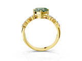 Yellow gold Fancy Green Heart Cut Diamond Cluster Pavé Band with Four-Prong Setting_6