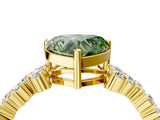 Yellow gold Fancy Green Heart Cut Diamond Cluster Pavé Band with Four-Prong Setting_7