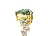 Yellow gold Fancy Green Heart Cut Diamond Cluster Pavé Band with Four-Prong Setting_8