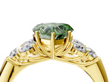 Yellow gold Fancy Green Heart  Cut Diamond Cluster Ring with Round Accent Stones and Prong Setting on a Classic Band_33