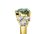 Yellow gold Fancy Green Heart  Cut Diamond Cluster Ring with Round Accent Stones and Prong Setting on a Classic Band_34