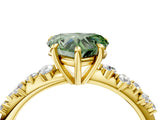 Yellow gold Fancy Green Heart Cut Diamond Cluster Side Stone Solitaire Ring with Prong Setting_36