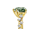 Yellow gold Fancy Green Heart Cut Diamond Cluster Side Stone Solitaire Ring with Prong Setting_37