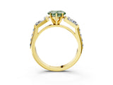 Yellow gold Fancy Green Heart Cut Diamond Engagement Ring with Baguette Side Stones and Channel Set Band_20