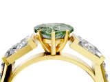 Yellow gold Fancy Green Heart Cut Diamond Engagement Ring with Baguette Side Stones and Channel Set Band_21