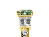 Yellow gold Fancy Green Heart Cut Diamond Engagement Ring with Baguette Side Stones and Channel Set Band_22