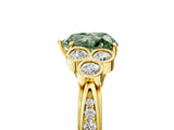 Yellow gold Fancy Green Heart  Cut Diamond Engagement Ring with Bezel Set Round Side Stones and Prong Setting_75