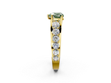 Yellow gold Fancy Green Heart  Cut Diamond Engagement Ring with Pavé Band and Four-Prong Setting_5