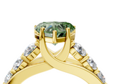 Yellow gold Fancy Green Heart  Cut Diamond Engagement Ring with Pavé Band and Four-Prong Setting_7