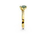 Yellow gold Fancy Green Heart Cut Diamond Engagement Ring with Side Stone Accents and Four-Prong Setting_14